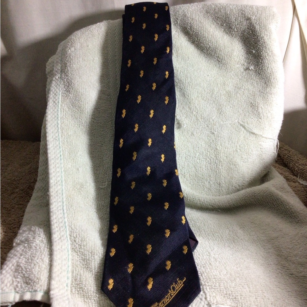 Men's Navy Tie with Gold Motif